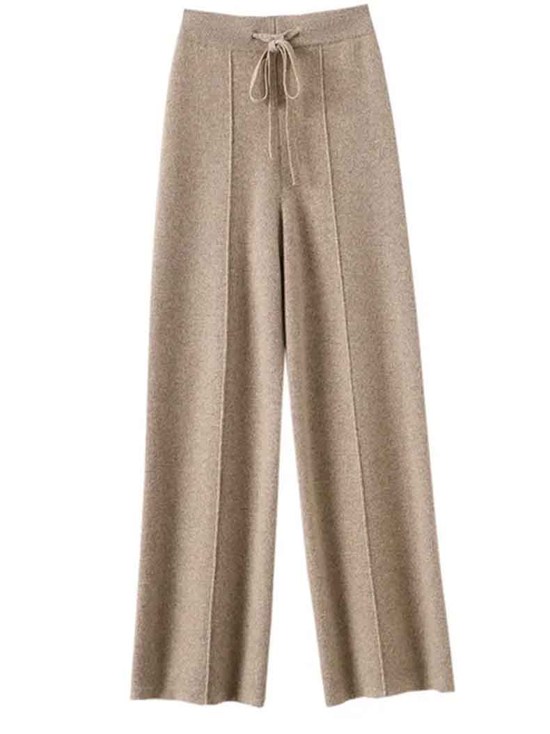 Image of Drawstring Wide-Leg Cashmere Pants