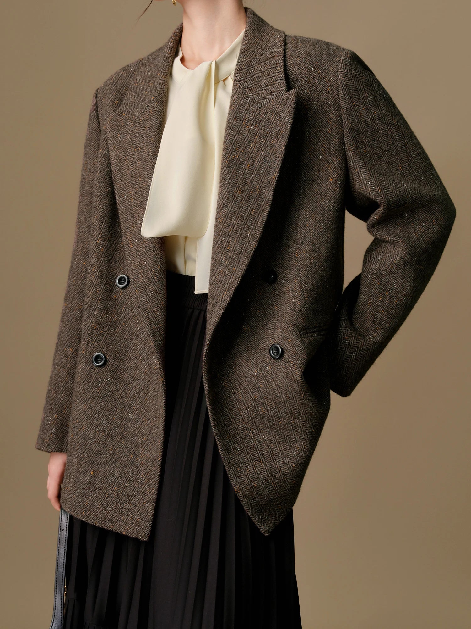 Image of Plus Size Wool Retro Style Suit Coat