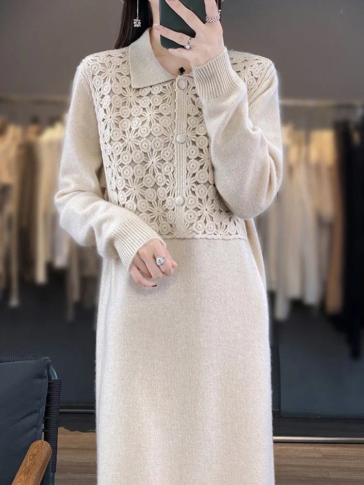 Image of Polo Neck Cashmere Long Dress
