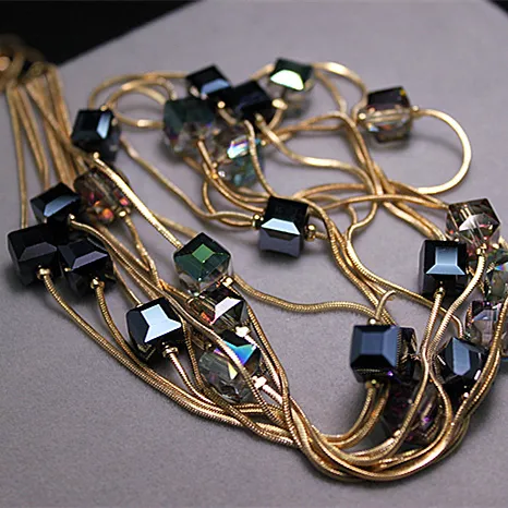 Image of Crystal Bead Long SweaterChain Necklace