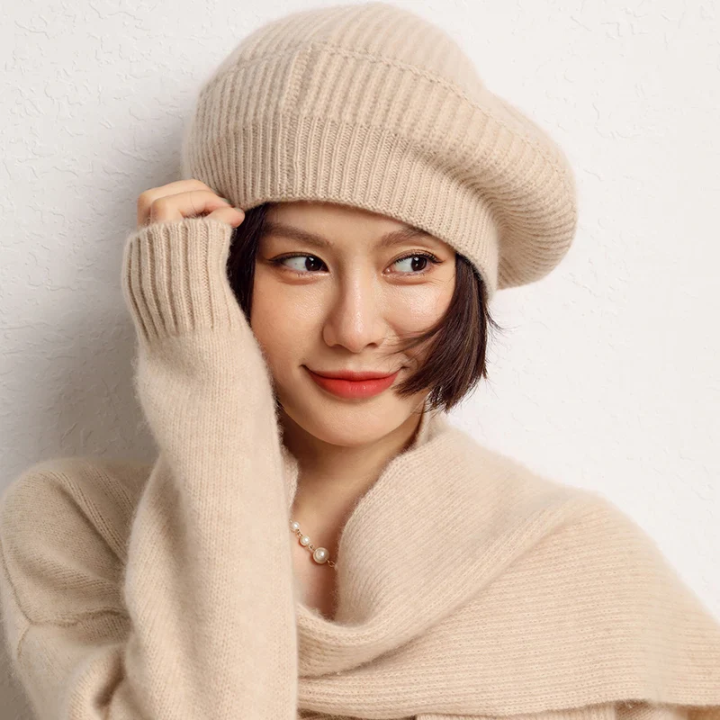 Image of Pure Cashmere Knitted Beret