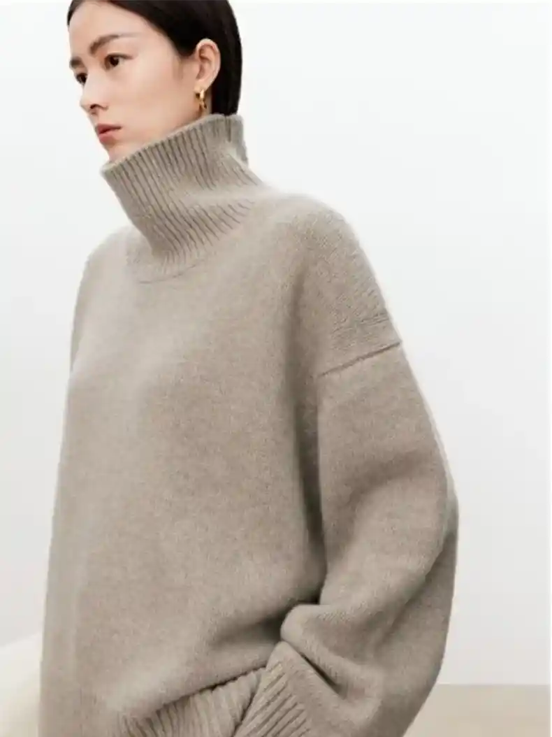 Image of Oversized Turtleneck Cashmere Sweater