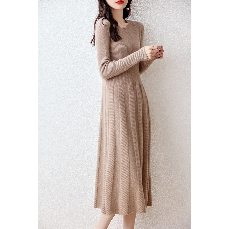Image of Merino Wool Knitted Sweater Dress