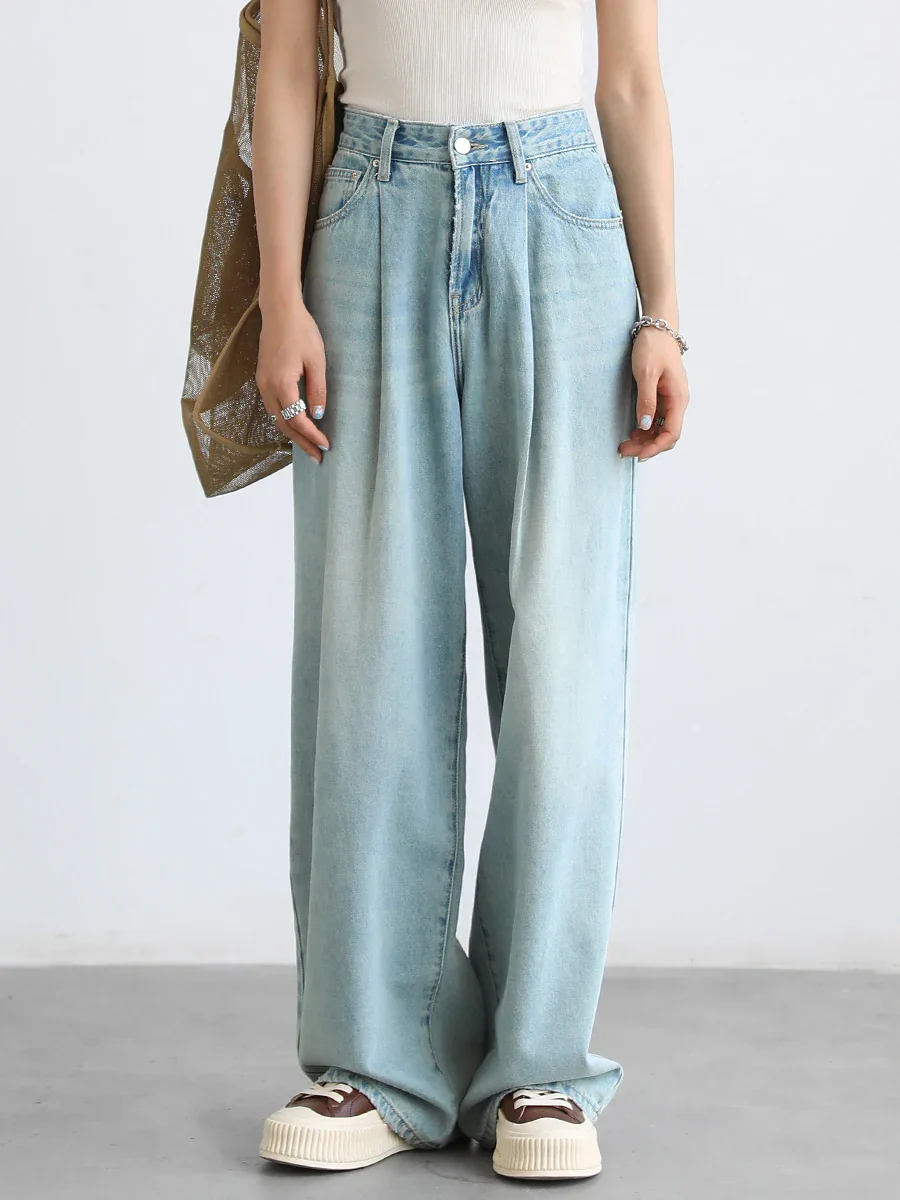 Image of High Waisted Wide Leg Denim Pants