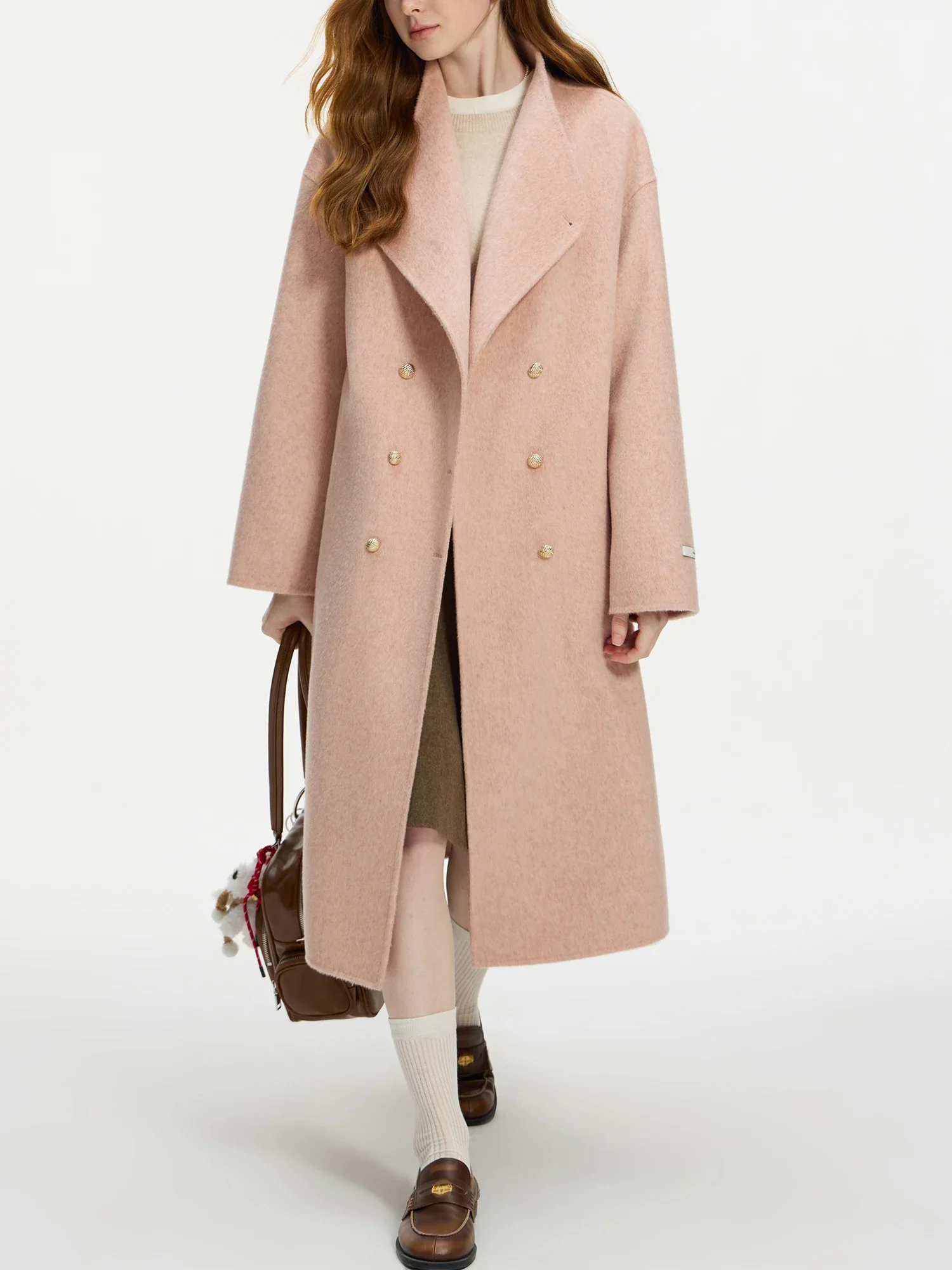 Image of 100% Wool Double Breasted Double-sided Coat