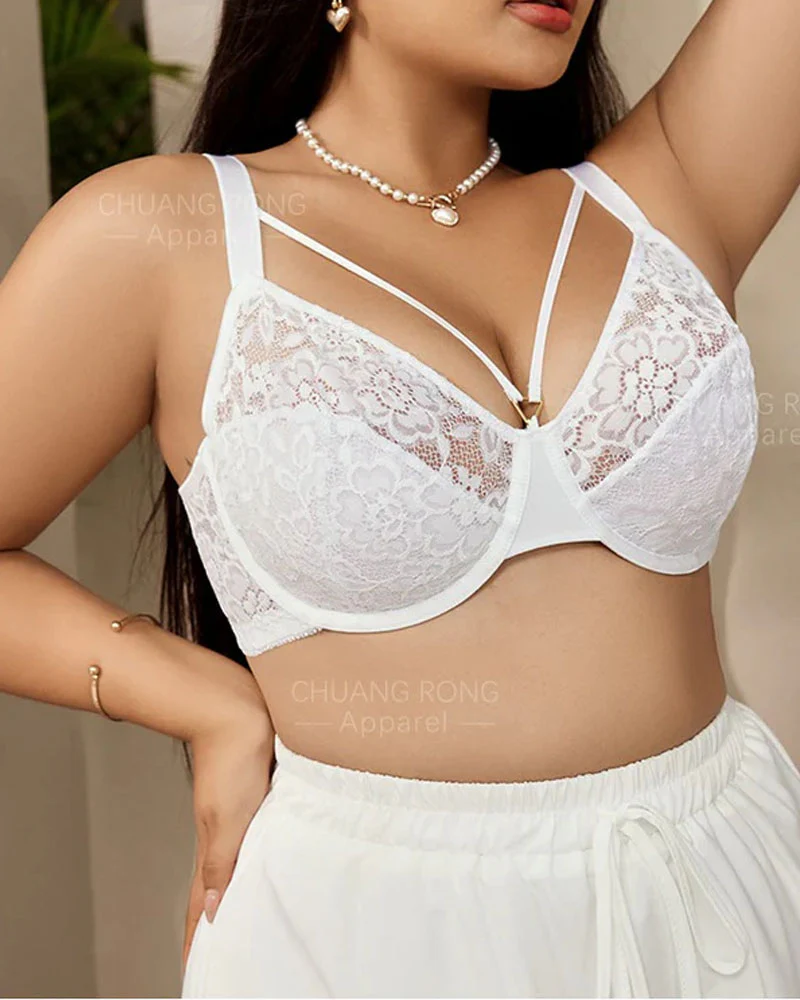 Image of Plus-size lace thin full-cup bra