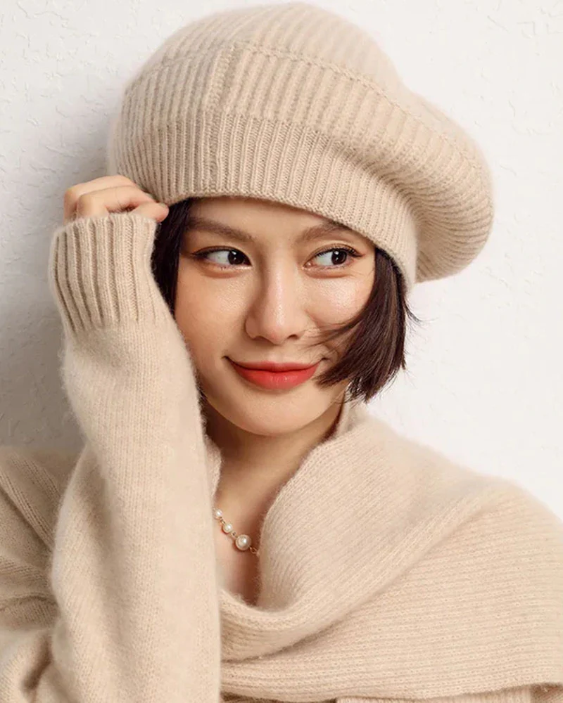 Image of Pure Cashmere Knitted Beret