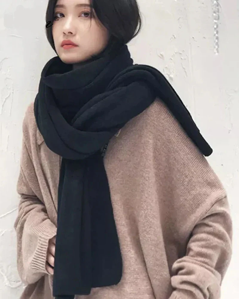 Image of Pure Color Wool Knitted Scarf