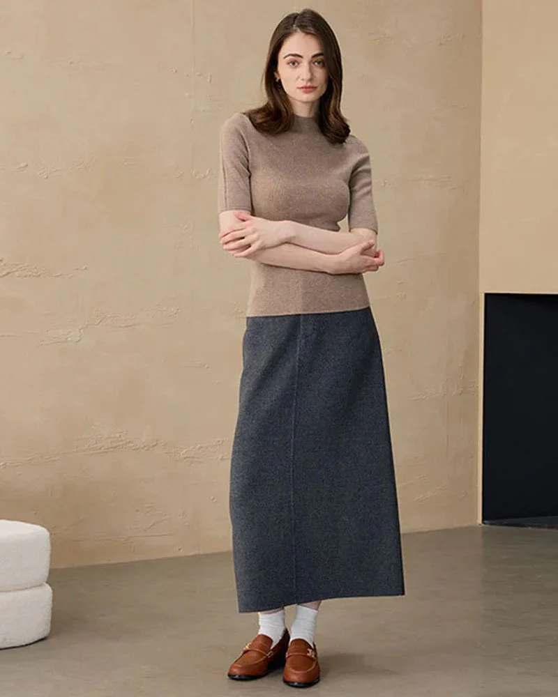 Image of Cashmere Mid-Sleeve Turtleneck Sweater