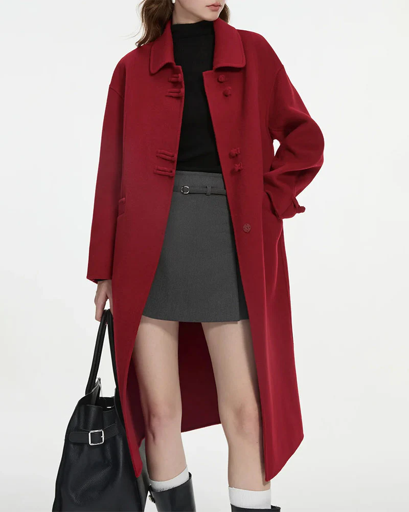 Image of New Chinese Style 100% Wool Long Coats