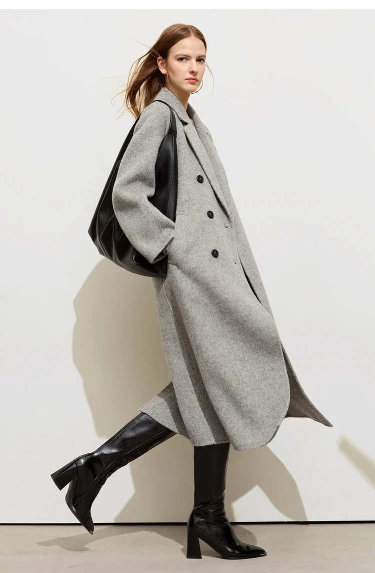 Image of Minimalist Blazer Collar Woolen Long Coat