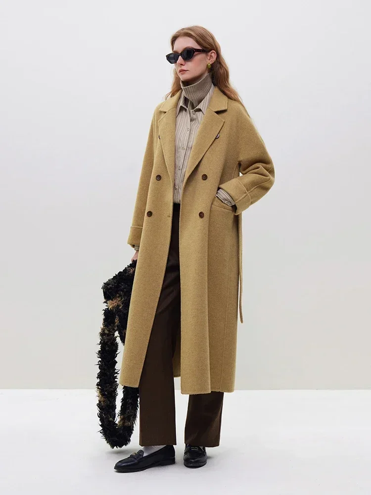 Image of Double Breasted Wool Blend Coat