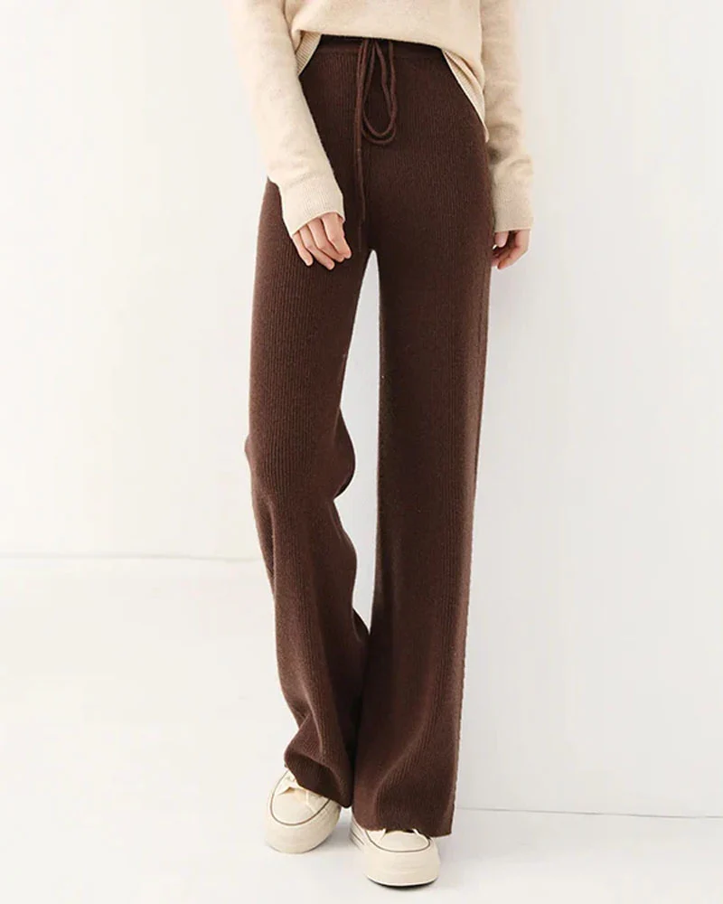 Image of 100% Wool Knitted Straight Leg Pants