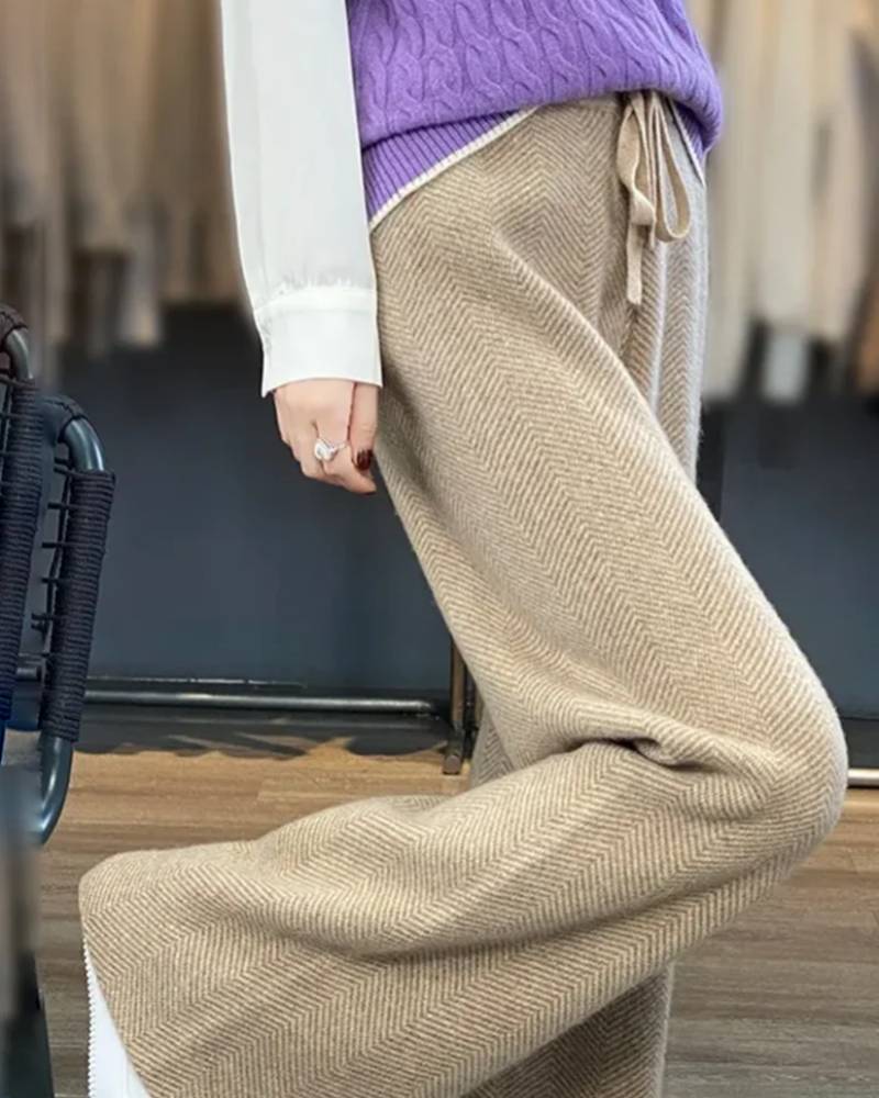 Image of Wide-Leg Wool Pants