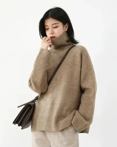 Image of Loose Turtleneck Pullover Sweaters