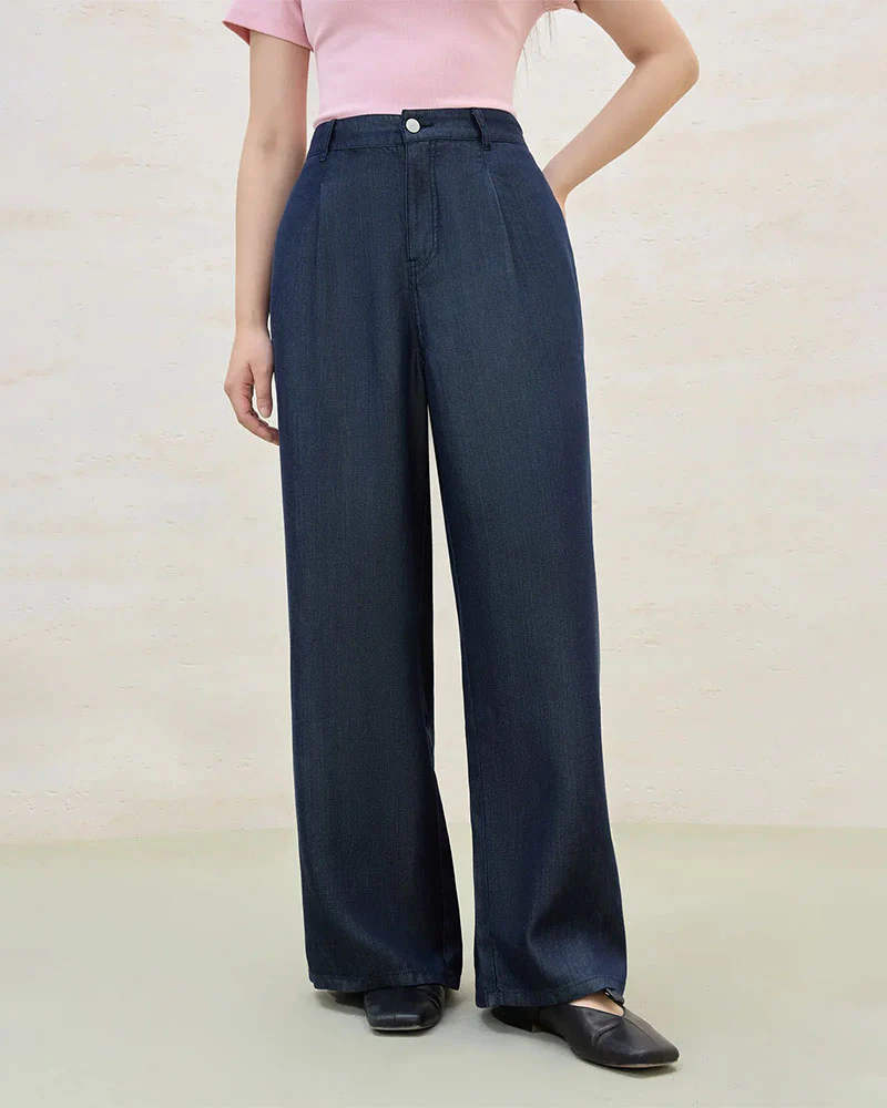 Image of Relaxed Lyocell Straight-Leg Pants