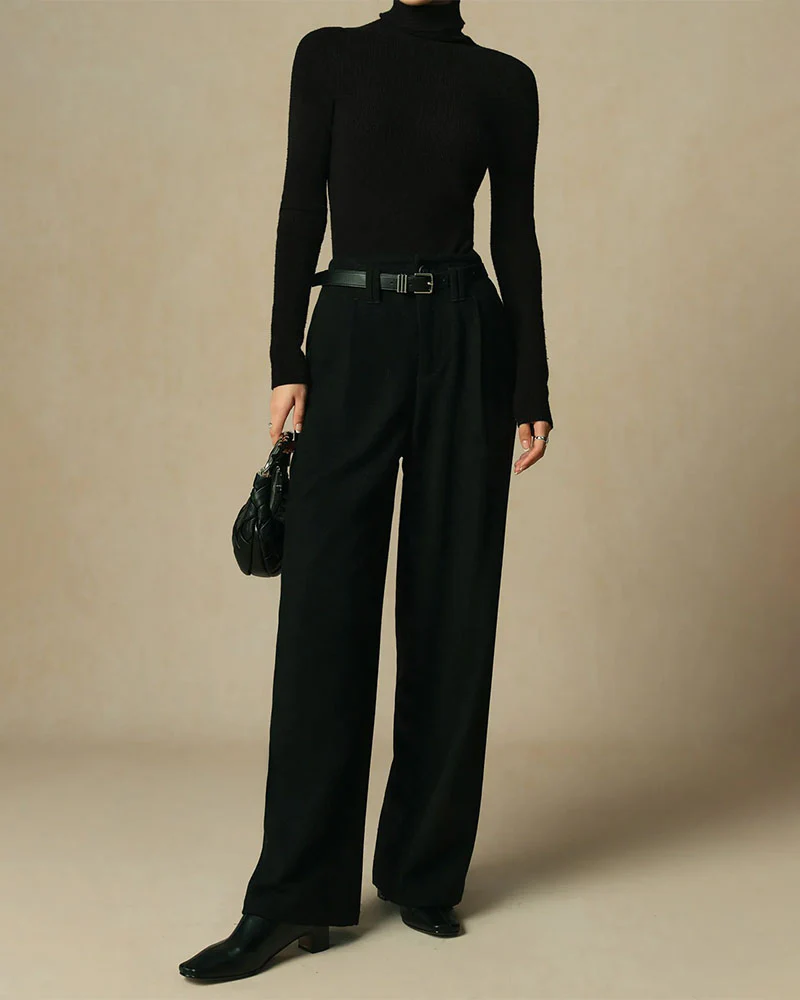 Image of Wool Blended Straight Pants