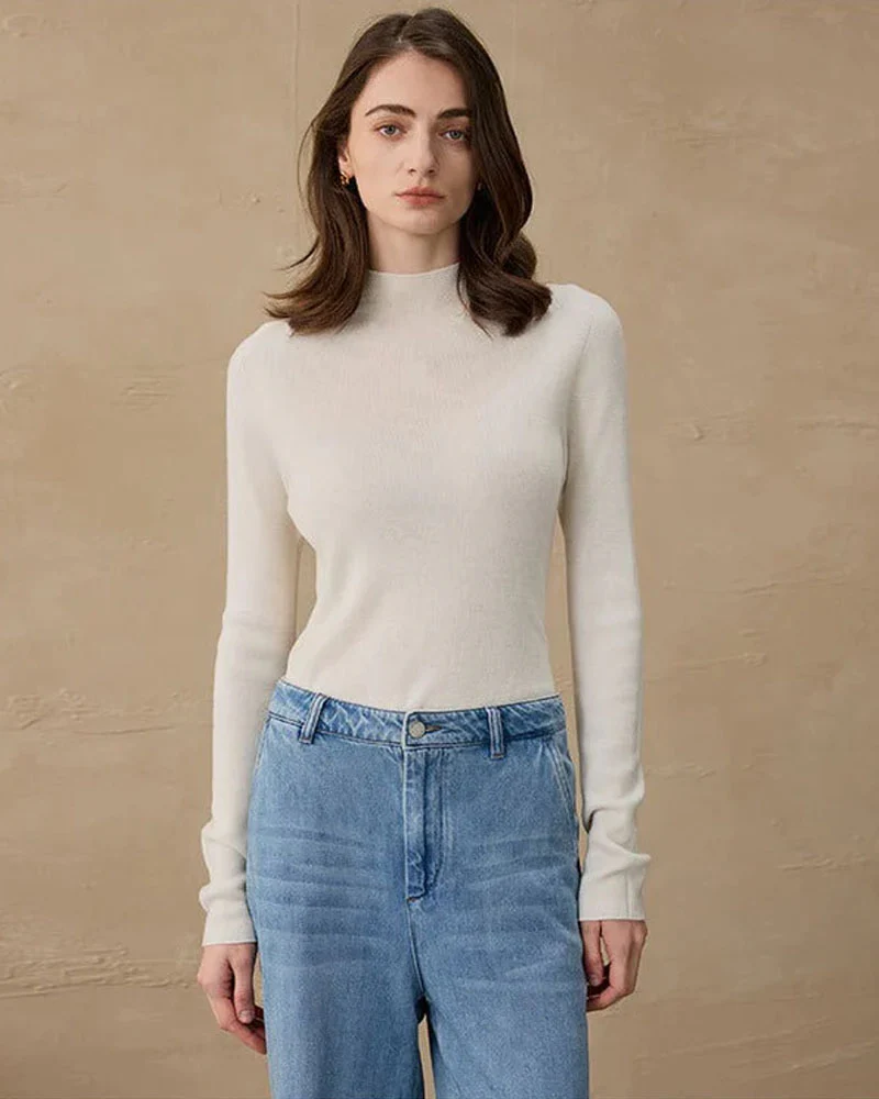 Image of Wool Knitted Turtleneck Pullover Sweater