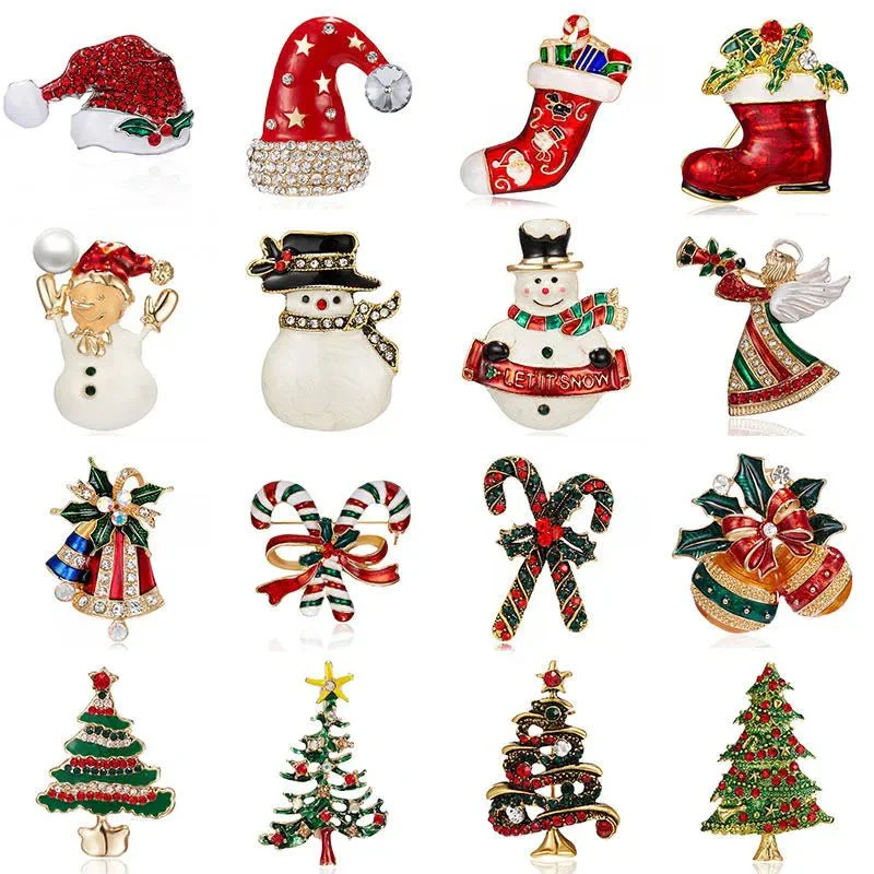 Image of Christmas Tree Rhinestone Brooches