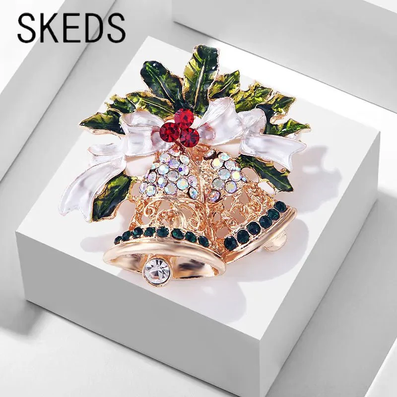 Image of Crystal Bell Christmas Brooches