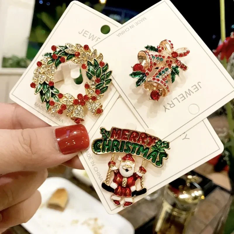 Image of Christmas Rhinestone Brooches