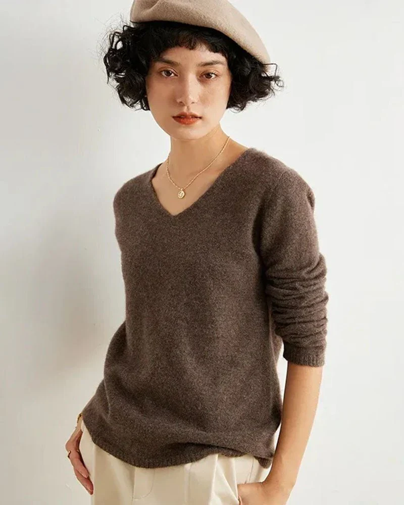 Image of V-Neck Cashmere Basic Jumper