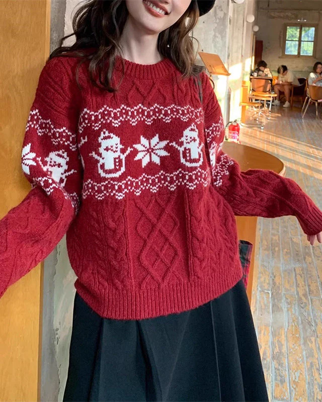 Image of Christmas Retro Jacquard Crew Neck Sweater