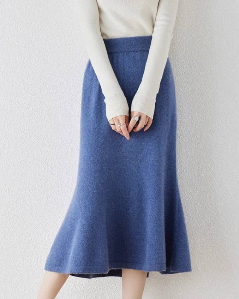 Image of 100% Merino Wool Knitted Fishtail Skirt