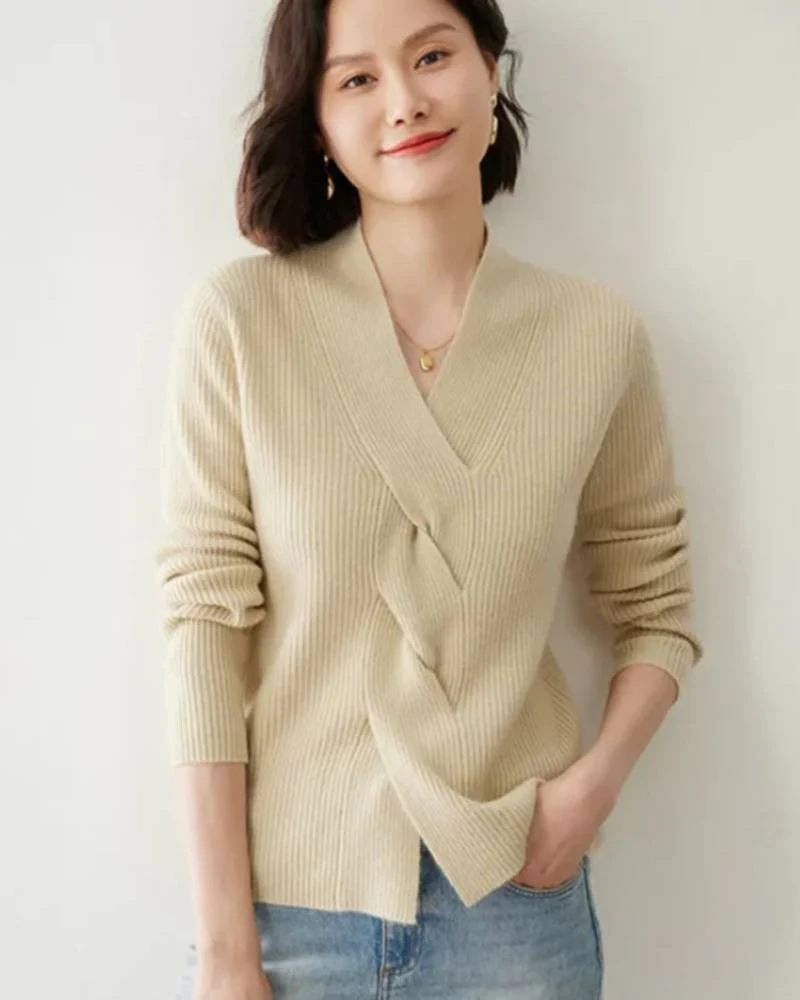 Image of Pure Cashmere V-Neck Pullover Sweater
