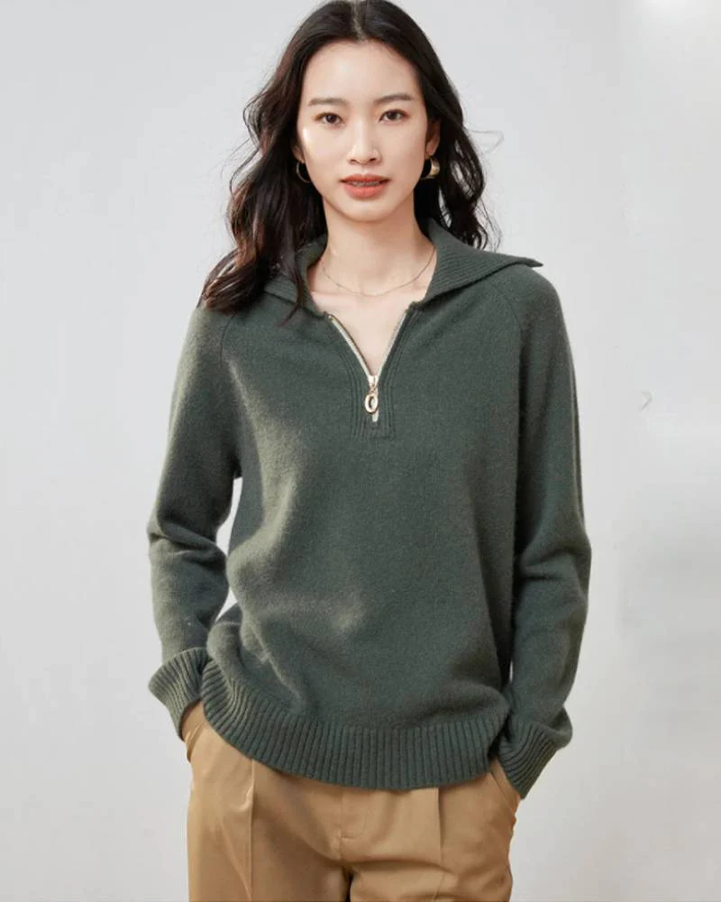 Image of Pure Cashmere Half-zip Collar Jumper