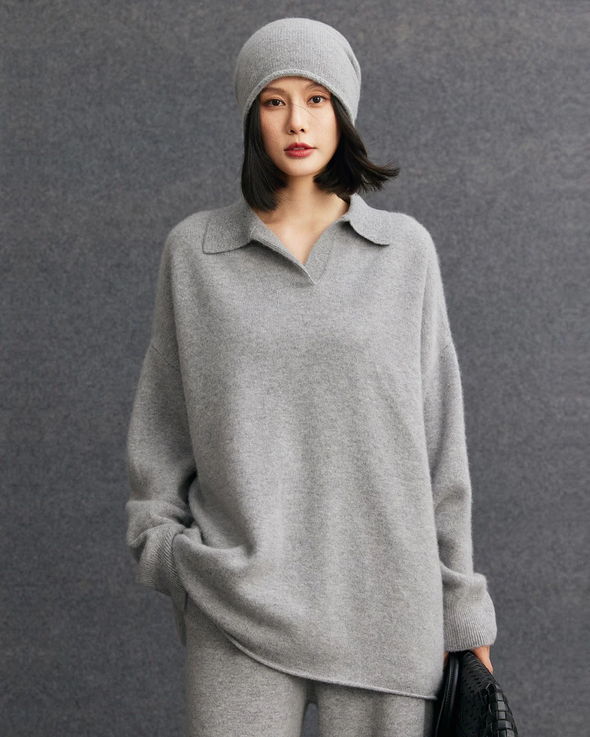 Image of Mid-Length Plus-Size Cashmere Knit Sweater