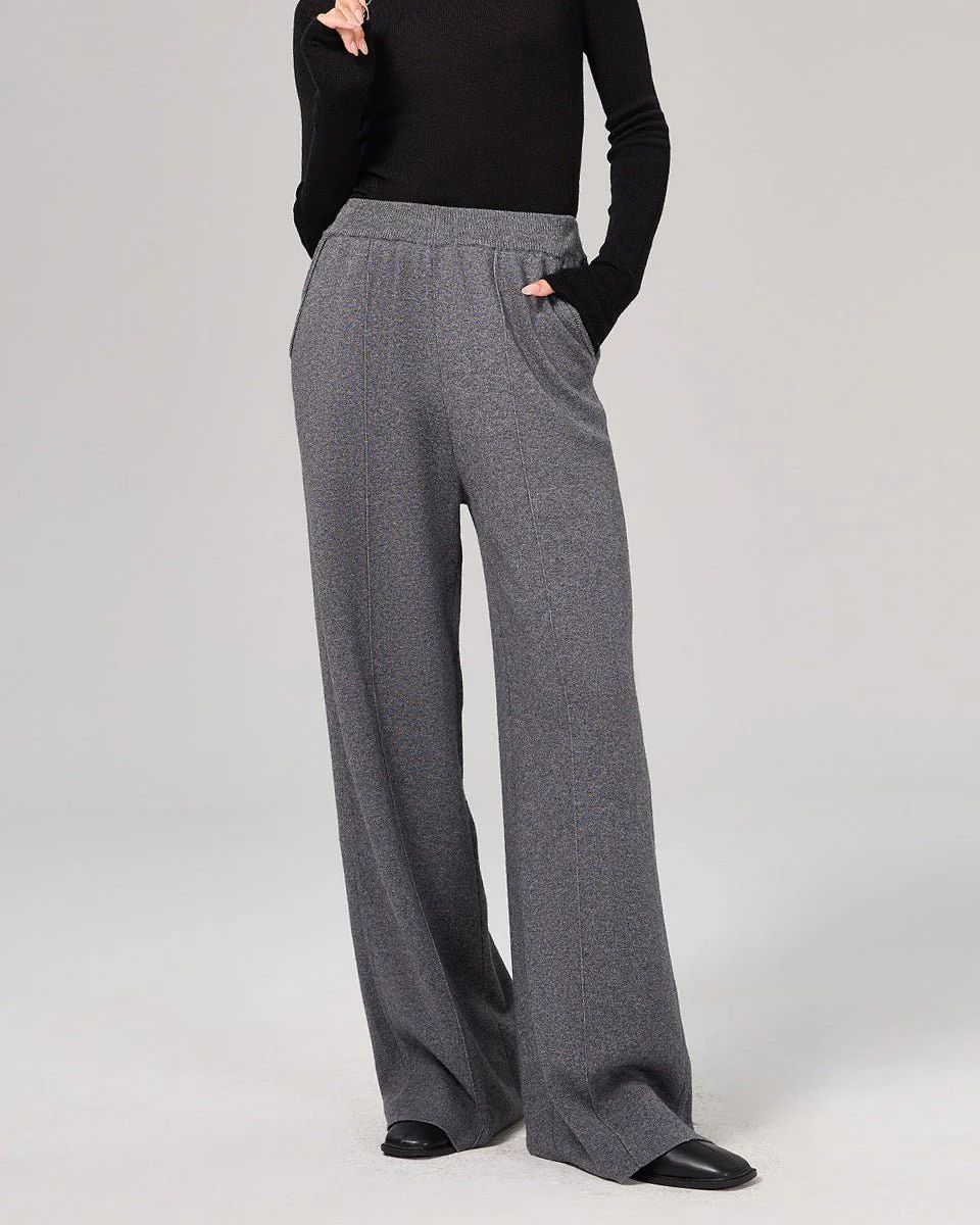 Image of Wool High-Waisted Floor-Length Wide-Leg Pants