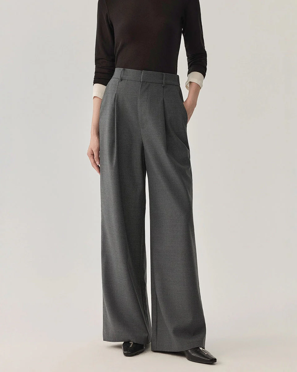 Image of Commuter Wool Wide-Leg Pants