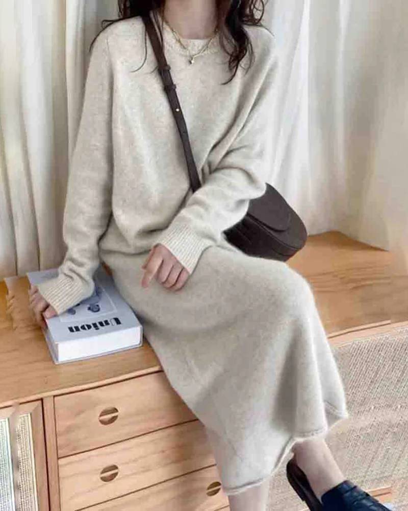 Image of Straight Length Wool Maxi Dress