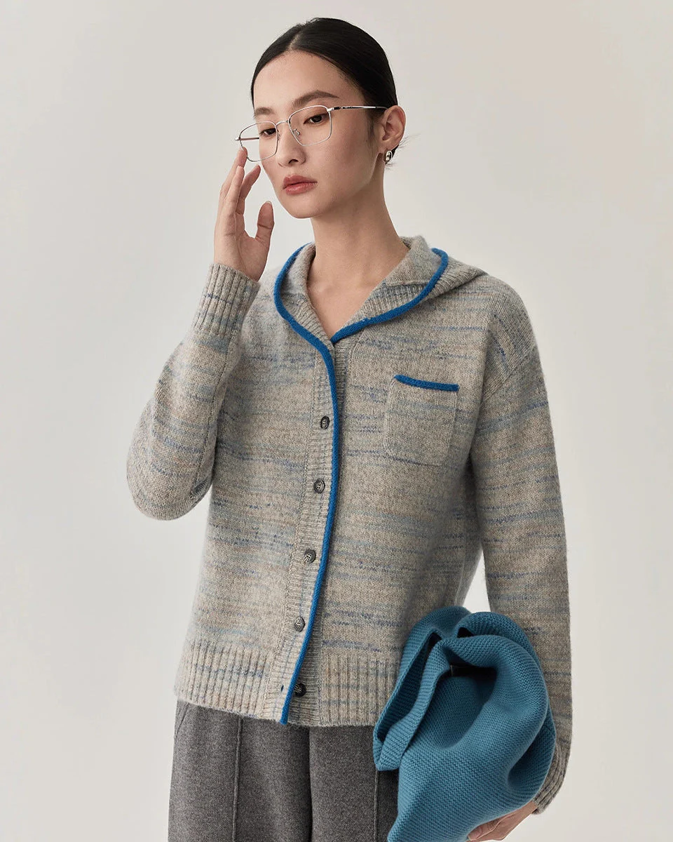 Image of Sheep Wool & Alpaca Wool Hooded Knit Sweater