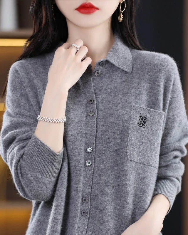 Image of Wool Embroidered Pocket Sweater