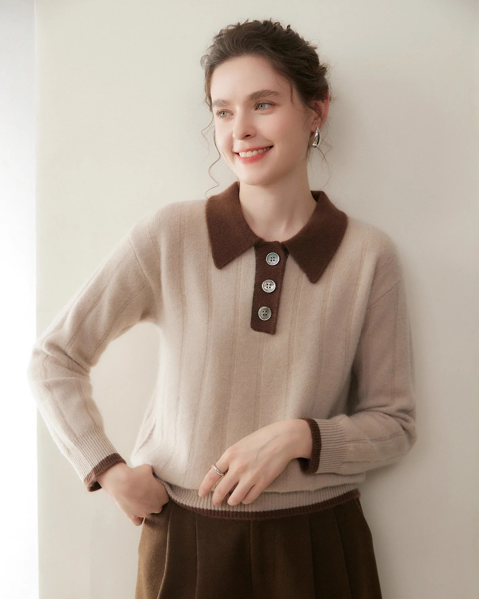 Image of Soft And Skin-Friendly Cashmere Polo Collar Sweater