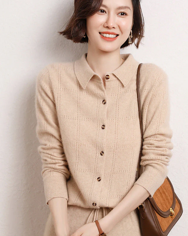 Image of Cashmere Openwork Cardigan Sweater