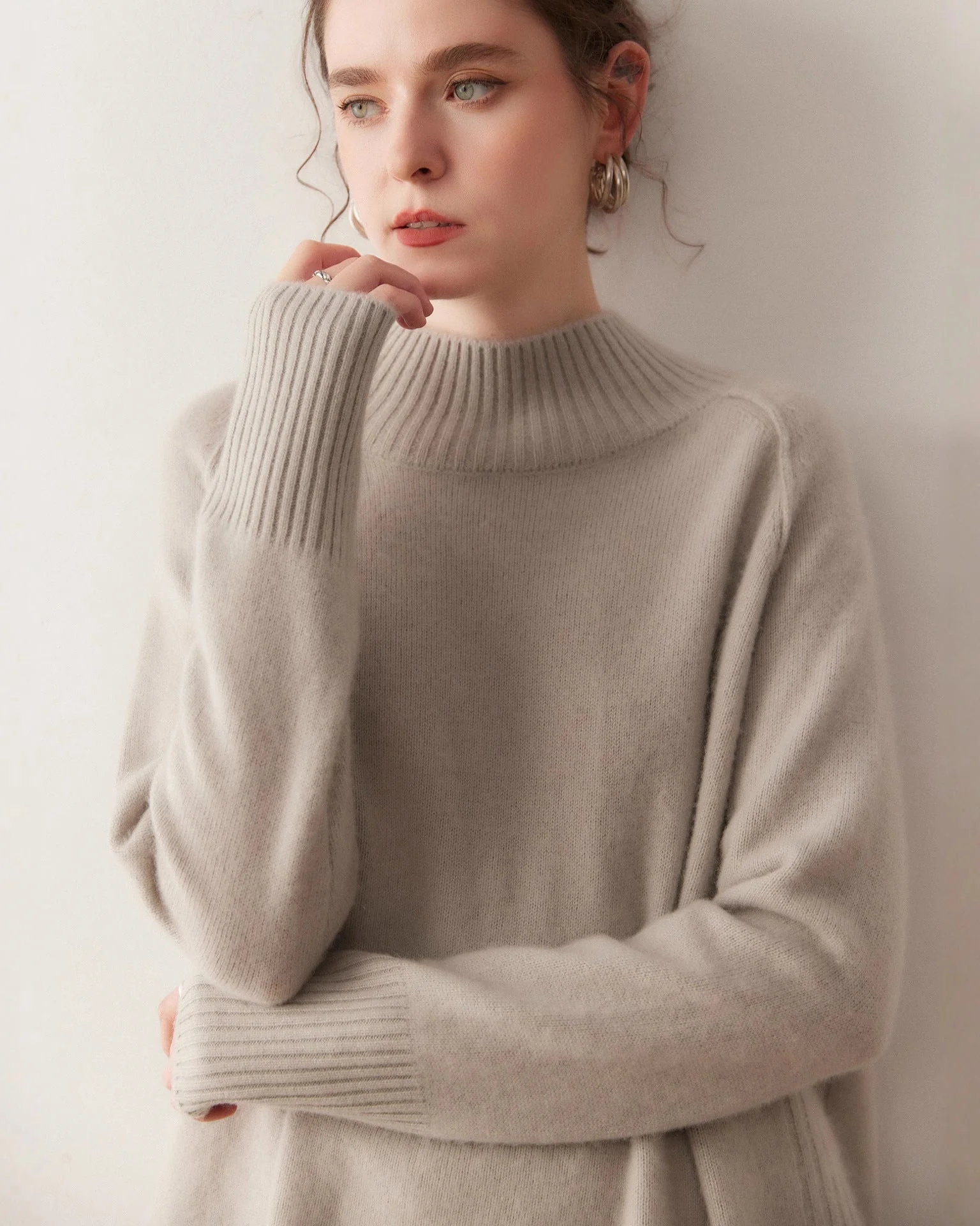 Image of Cashmere Turtleneck Raglan Sleeve Sweater