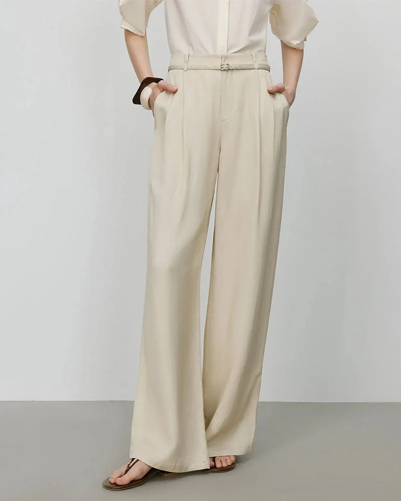 Image of High Waist Linen Wide Leg Pants