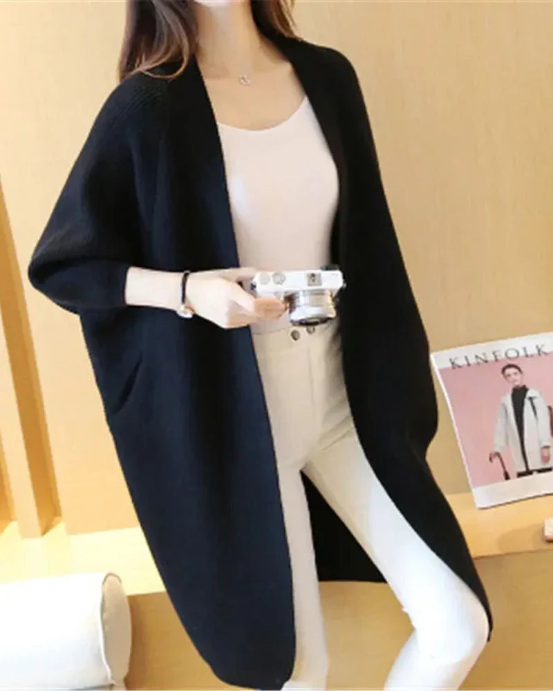 Image of Bat Sleeve Knited Long Cardigan