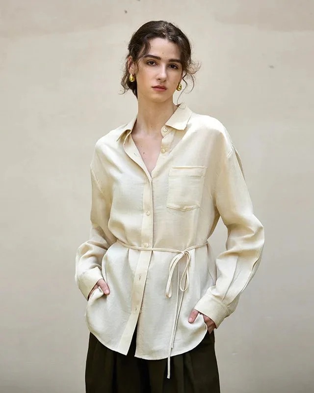 Image of Elegant Lapel Single-Breasted Ol Shirt