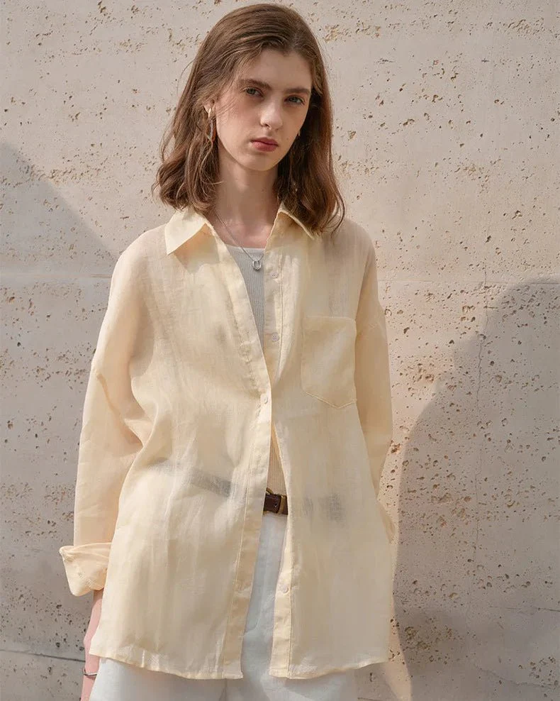 Image of Casual Loose Single-Breasted Long-Sleeved Shirt