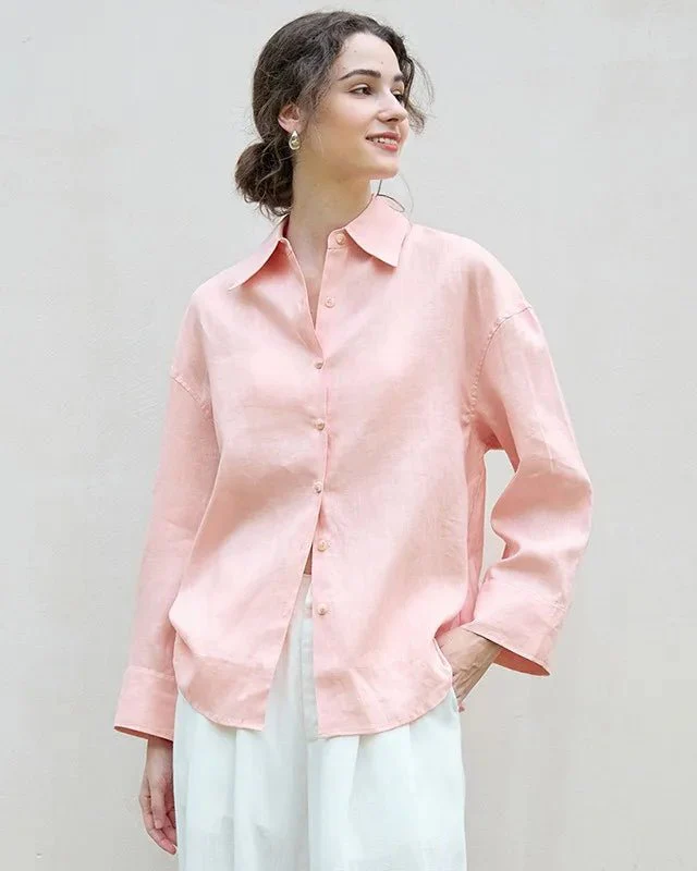 Image of Retro Single-Breasted Collar Loose Shirt