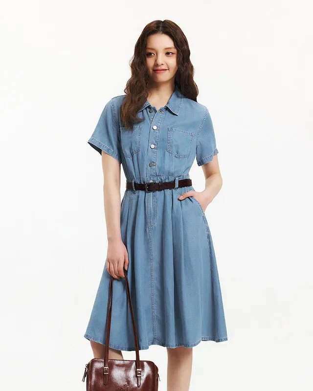 Image of Casual And Stylish Fitted Button Denim Dress