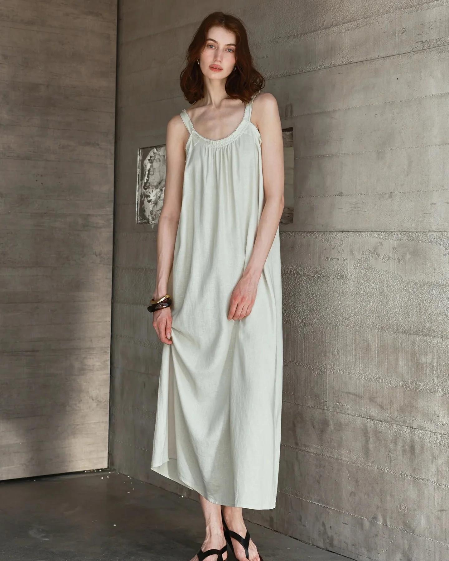 Image of Elegant Backless Sleeveless Loose Robe Dress