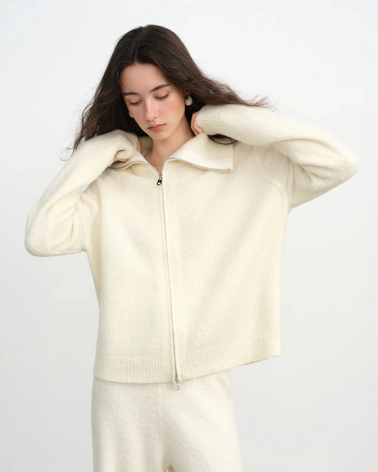 Image of Wool Blend Knit Cardigan Sweater