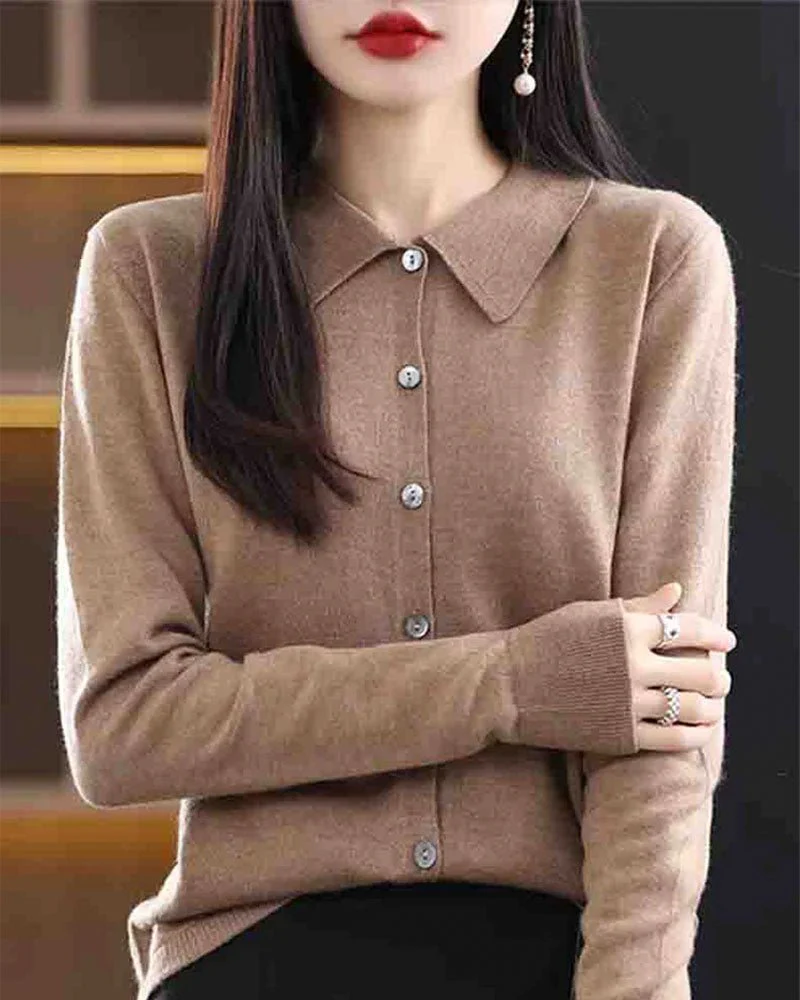 Image of Basic Wool Shirt Cardigan