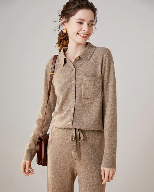 Image of Wool & Cashmere Polo Collar Knit Sweater