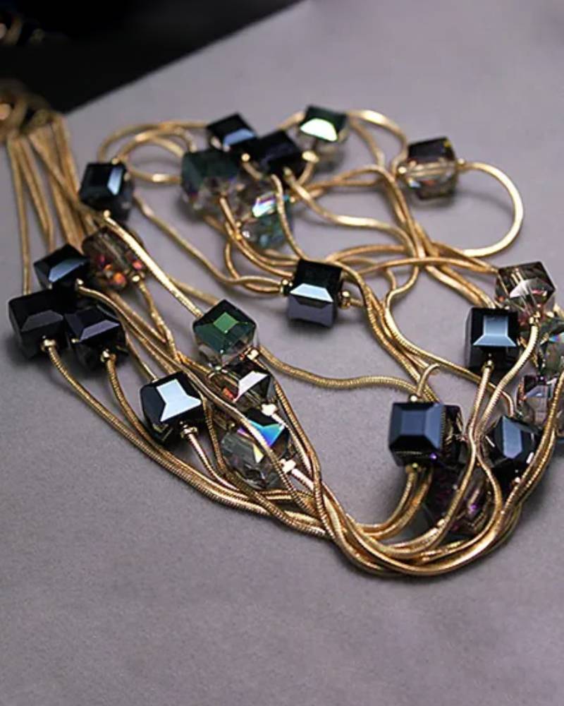 Image of Crystal Bead Long SweaterChain Necklace